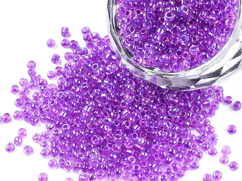 achat Perles de rocailles transparente en tube - Rainbow Violet  - 2 mm