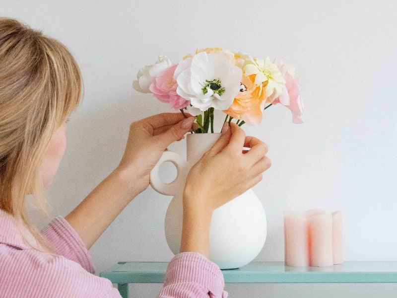 Kit Papier Crépon Bouquet Fleurs Clairefontaine - 21 Pièces Avec Pochoirs Et Bâtonnets - DIY Déco Florale