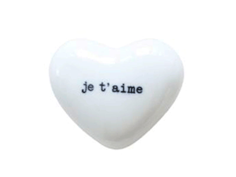 Achat Galet coeur porcelaine message - Je t'aime