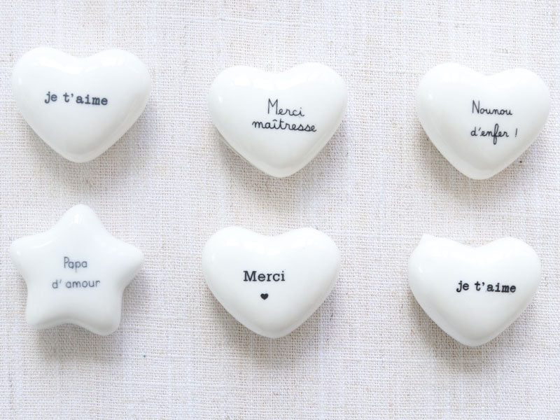 achat Galet coeur porcelaine message - Merci Maîtresse