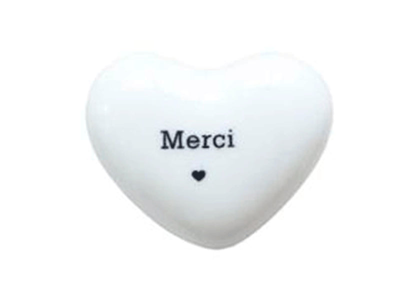 Achat Galet coeur porcelaine message - Merci