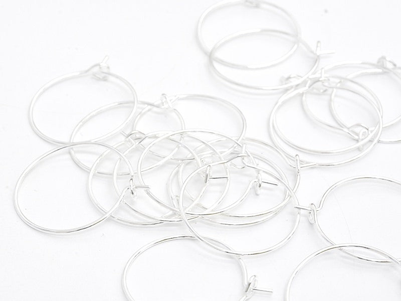 Achat 10 paires de boucles d'oreilles créoles 20 mm - couleur argenté clair