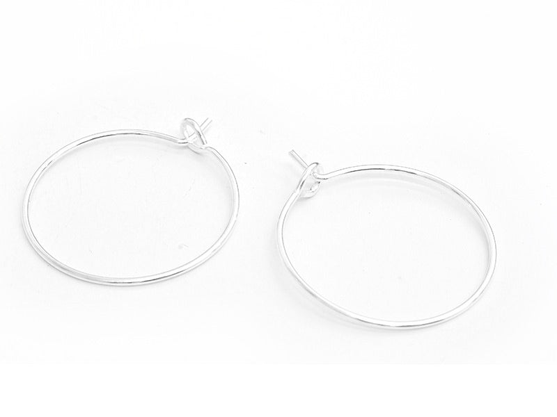 Achat 10 paires de boucles d'oreilles créoles 20 mm - couleur argenté clair