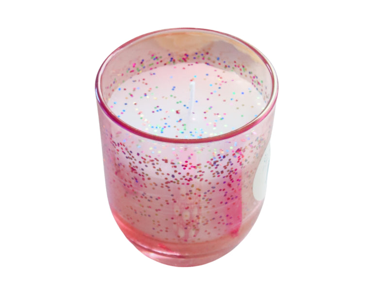 Achat Bougie en verre à paillettes rose - Atelier Jasmin