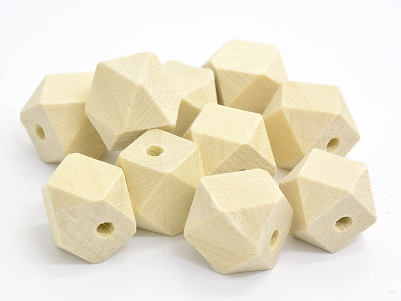 Achat 10 perles géométriques en bois - 12 mm