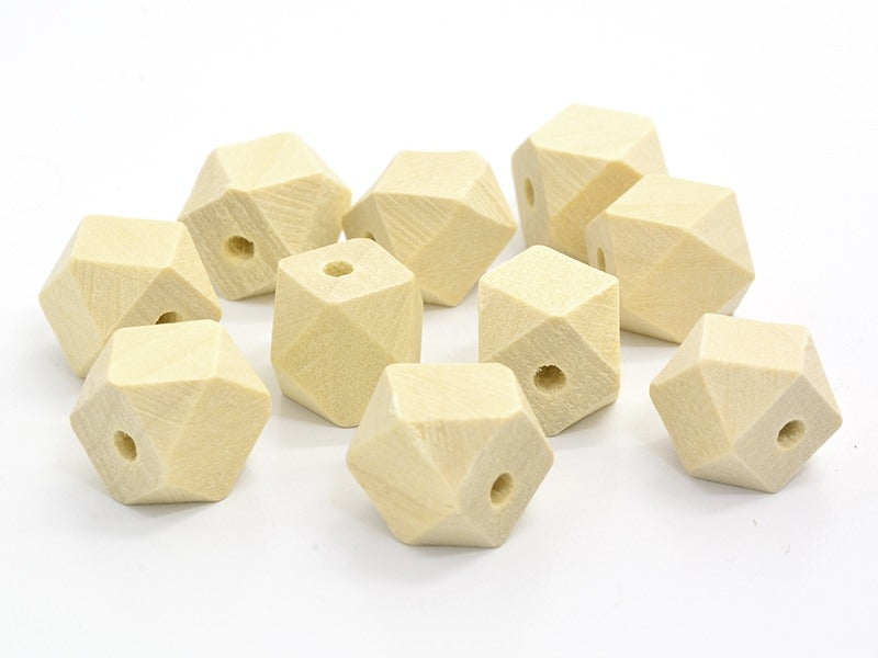 achat 10 perles géométriques en bois - 12 mm
