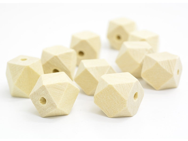 Achat 10 perles géométriques en bois - 12 mm