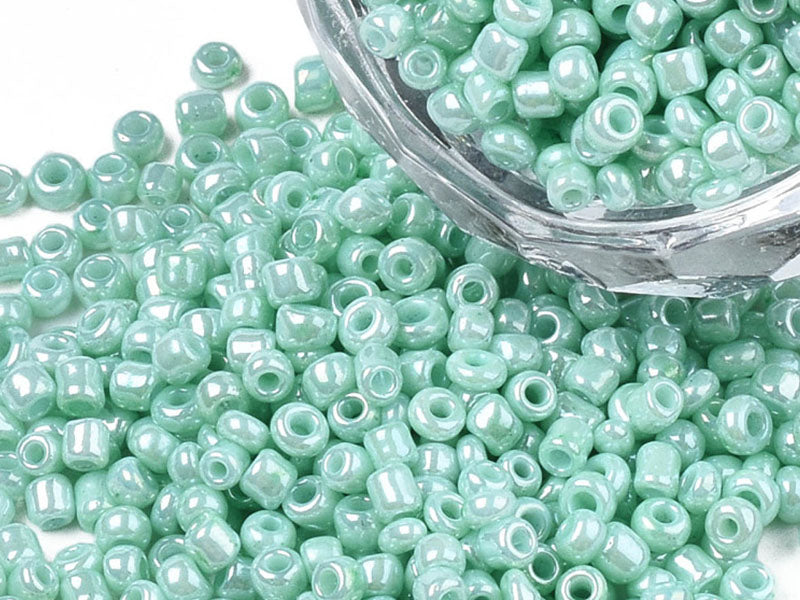 achat Perles de rocailles en tube - Vert d'eau shine - 2 mm