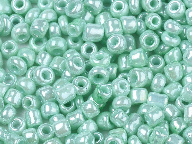 Achat Perles de rocailles en tube - Vert d'eau shine - 2 mm
