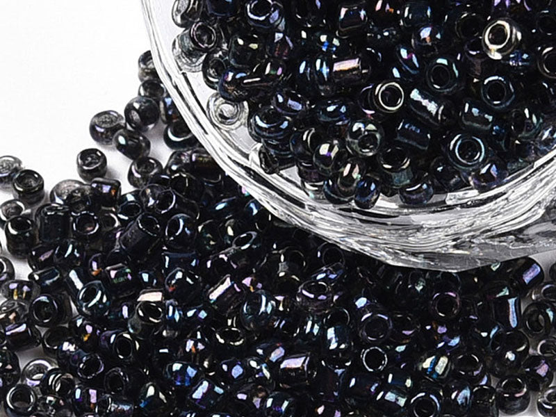 achat Perles de rocailles en tube - Nacrées pétrole - 2 mm
