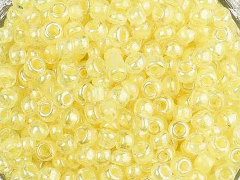 Achat Perles de rocailles en tube - Jaune Lustre Transparent - 2 mm