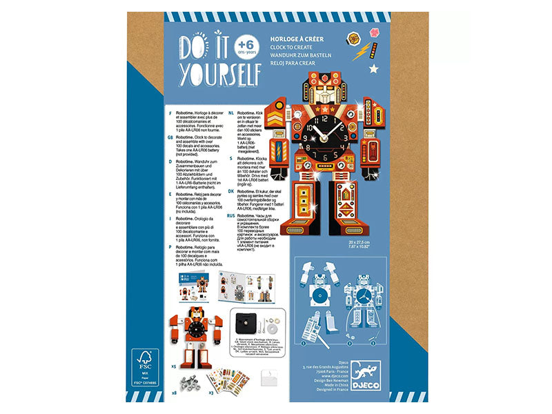 achat Coffret DIY Horloge Robot à créer - 6 ans - Djeco