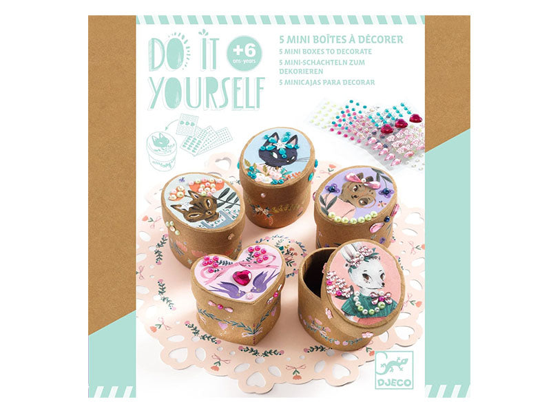 achat Coffret DIY 5 Mini boîtes adorables à décorer - 6 ans - Djeco
