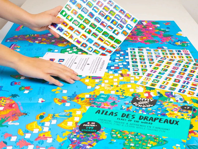 Achat Poster géant cherche et trouve Atlas des drapeaux - OMY