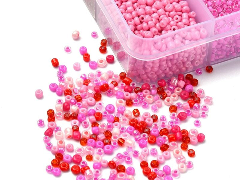 achat Boite de perles de rocailles - 10 Nuances Roses - 2,5mm - 8500 pcs