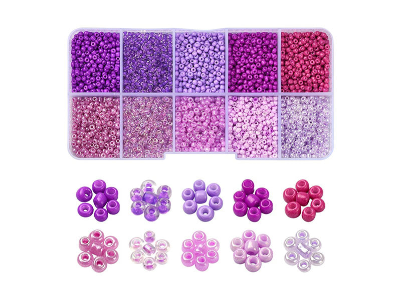 achat Boite de perles de rocailles - 10 Nuances Violettes - 2,5mm - 8500 pcs