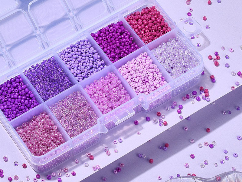 achat Boite de perles de rocailles - 10 Nuances Violettes - 2,5mm - 8500 pcs