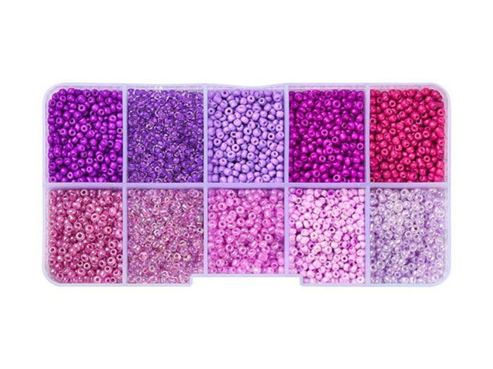 Achat Boite de perles de rocailles - 10 Nuances Violettes - 2,5mm - 8500 pcs