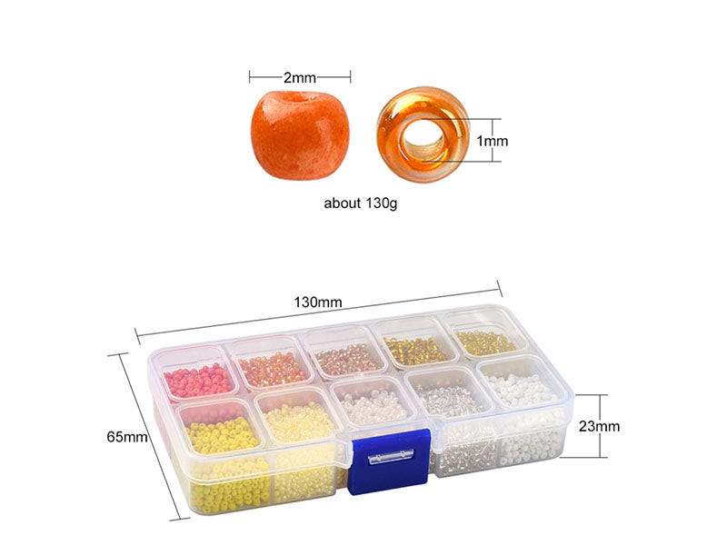 achat Boite de perles de rocailles - 10 Nuances jaunes orangées - 2,5mm - 8500 pcs