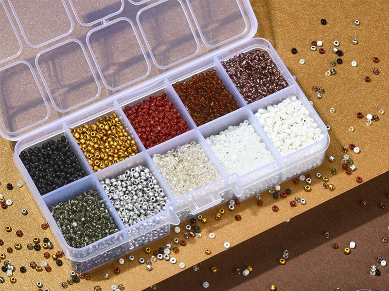 achat Boite de perles de rocailles - 10 Nuances Métal - 2,5mm - 8500 pcs