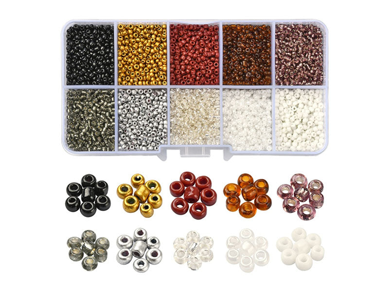 achat Boite de perles de rocailles - 10 Nuances Métal - 2,5mm - 8500 pcs