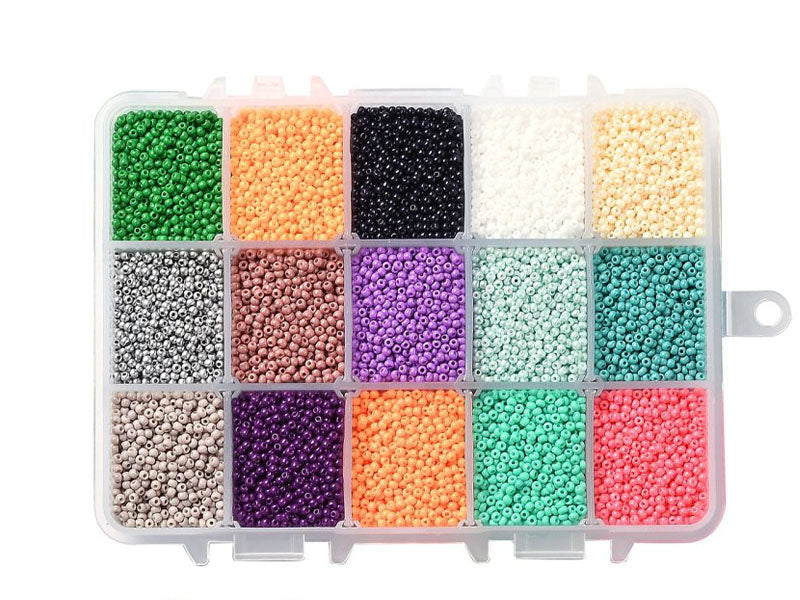 achat Boite de perles de rocailles multicolore - 15 couleurs - 2,5mm