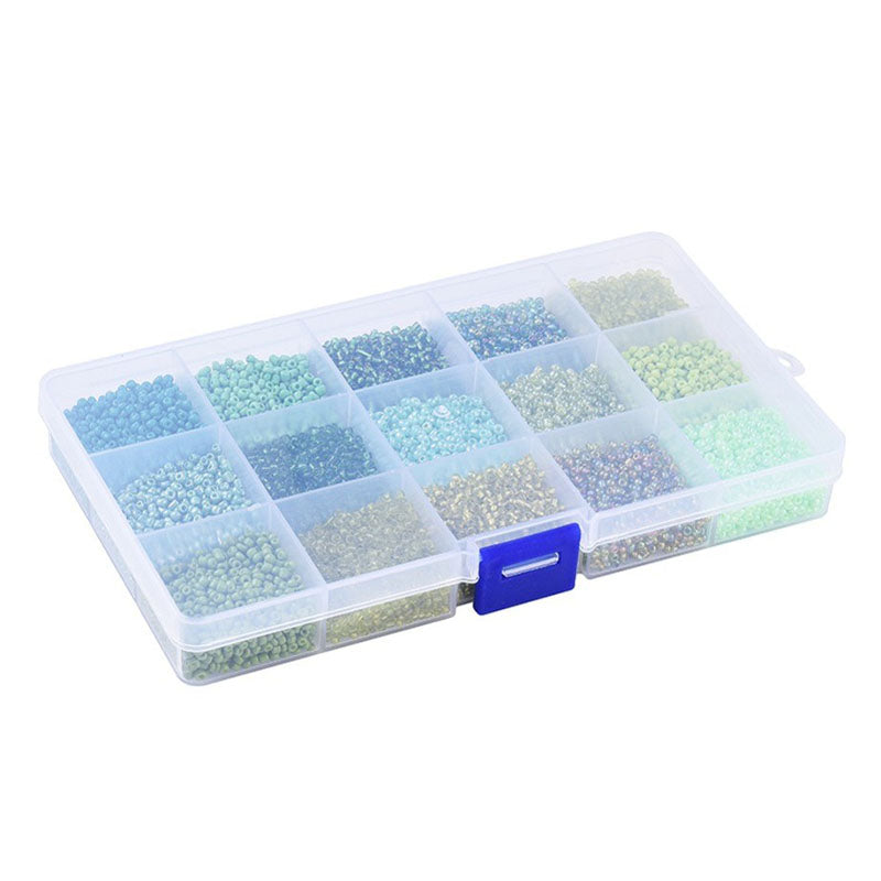 achat Boite de perles de rocailles - 15 Nuances Vertes - 2,5mm