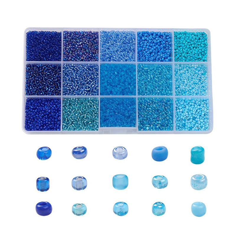 Achat Boite de perles de rocailles - 15 Nuances Bleues - 2,5mm
