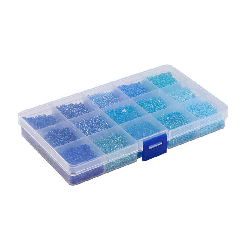 achat Boite de perles de rocailles - 15 Nuances Bleues - 2,5mm
