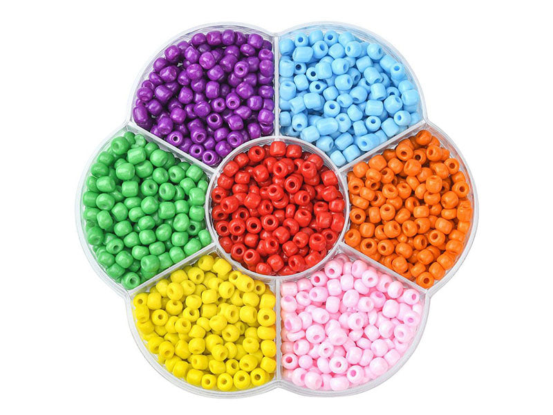 Achat Boite de 7 couleurs de grosses perles de rocailles - 4 mm