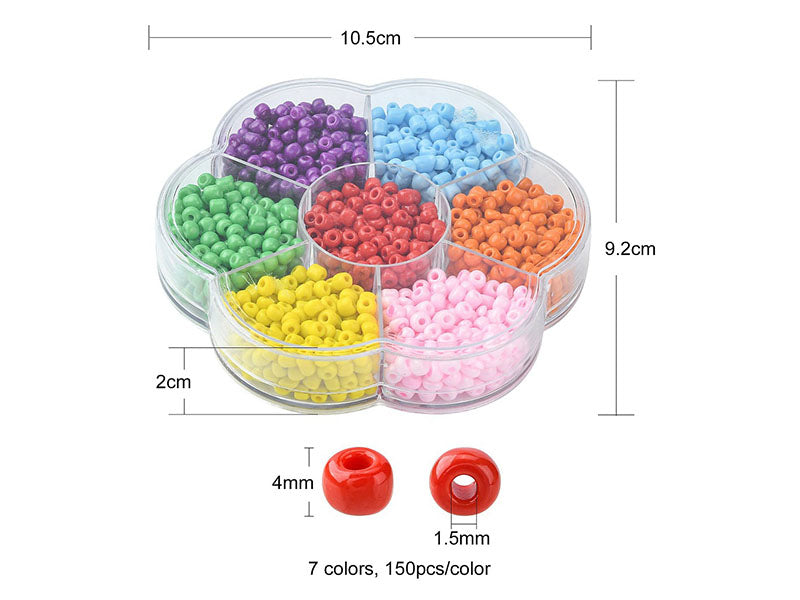 achat Boite de 7 couleurs de grosses perles de rocailles - 4 mm