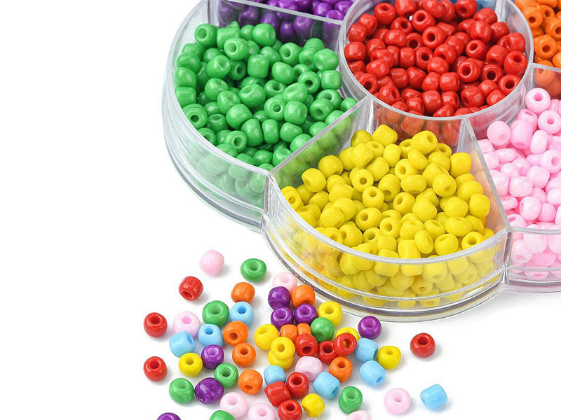 achat Boite de 7 couleurs de grosses perles de rocailles - 4 mm