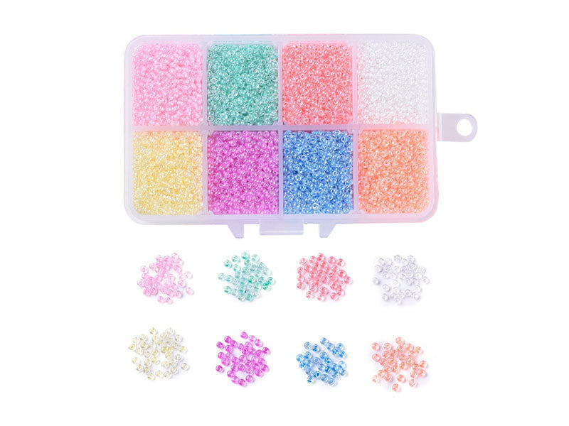achat Boite de perles 8 couleurs acidulées transparentes