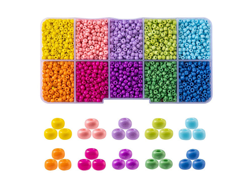 achat Kit Boite de perles 10 couleurs opaques + 2 bobines fils + pince