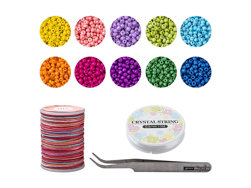 achat Kit Boite de perles 10 couleurs opaques + 2 bobines fils + pince