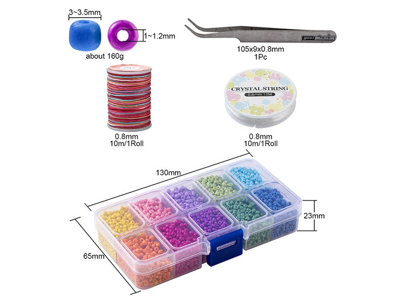achat Kit Boite de perles 10 couleurs opaques + 2 bobines fils + pince