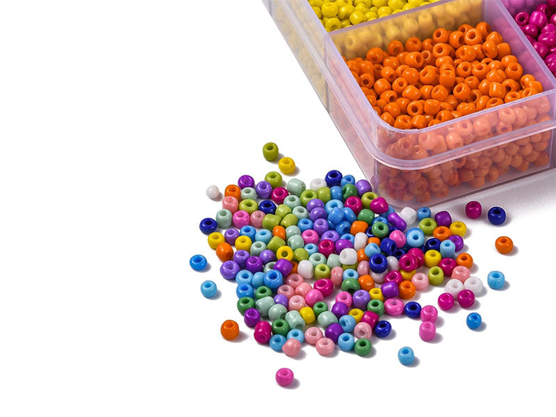 achat Kit Boite de perles 15 couleurs opaques + 2 bobines fils + pince
