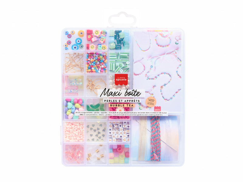 Achat Maxi boîte Bubble Tea - 20 compartiments perles & apprêts pour création de bijoux