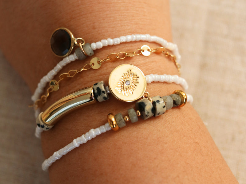 achat Kit DIY Bijouterie - Mon bracelet perlé multirang - Blanc