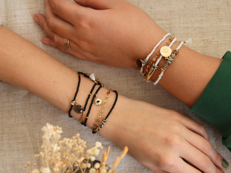 achat Kit DIY Bijouterie - Mon bracelet perlé multirang - Blanc