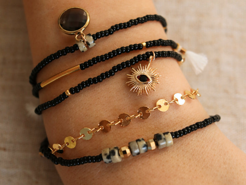 Achat Kit DIY Bijouterie - Mon bracelet perlé multirang - Noir
