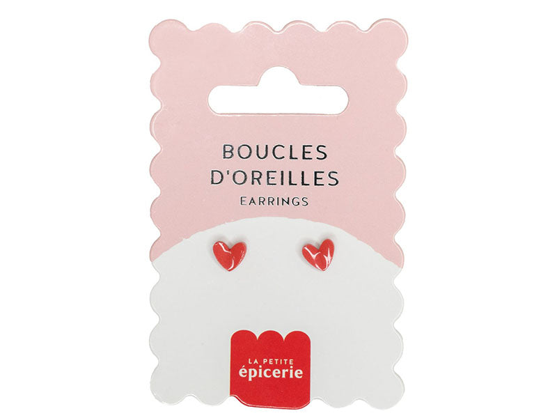 Achat Boucles d'oreilles en porcelaine coeur - La Petite Epicerie