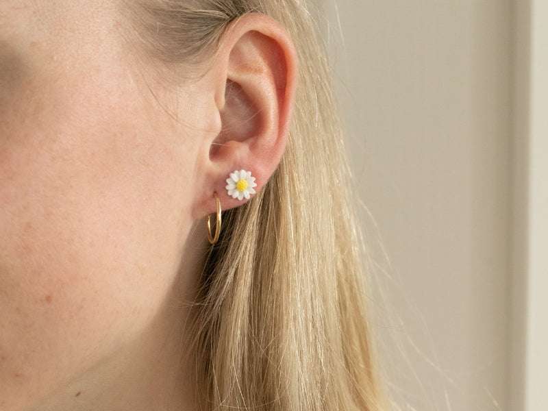 achat Boucles d'oreilles en porcelaine - Pâquerette