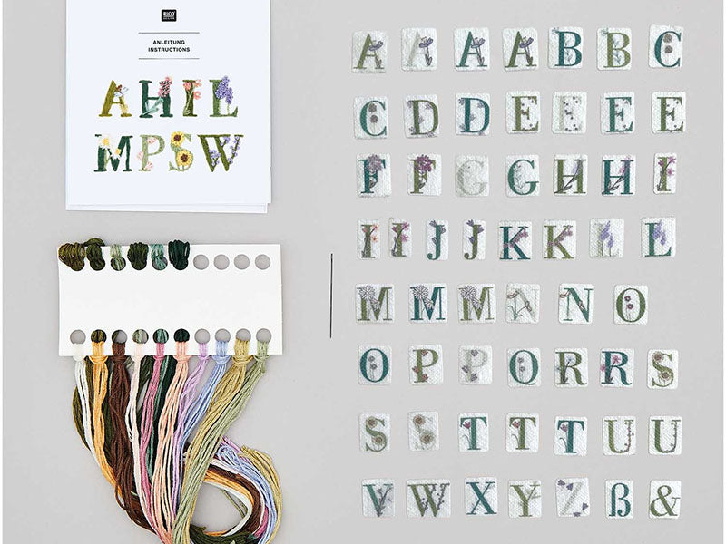 Achat KIT DE BRODERIE ALPHABET FLORAL COLORFUL- RICO DESIGN