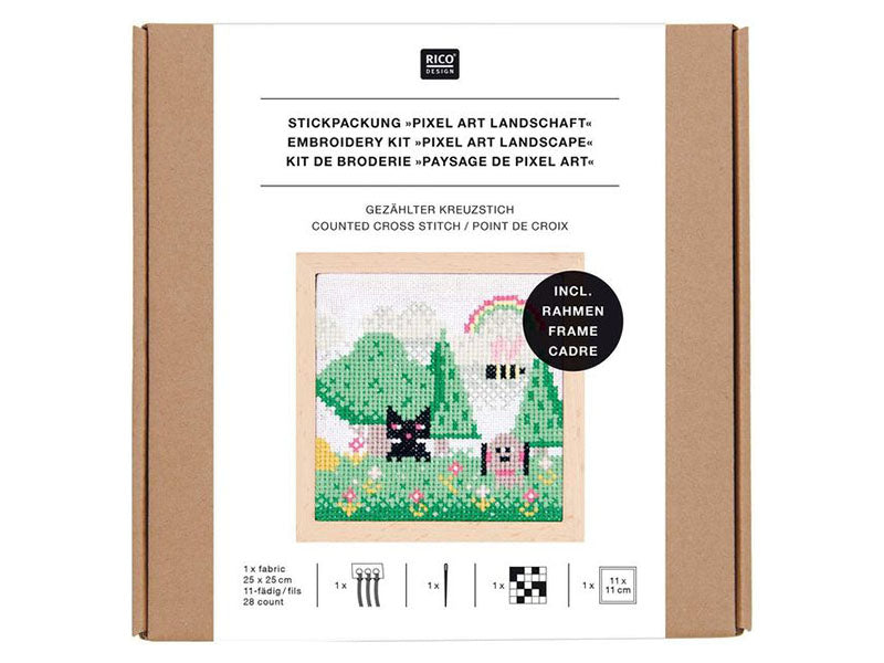 Achat KIT DE BRODERIE POINT DE CROIX PIXEL ART PAYSAGE - RICO DESIGN