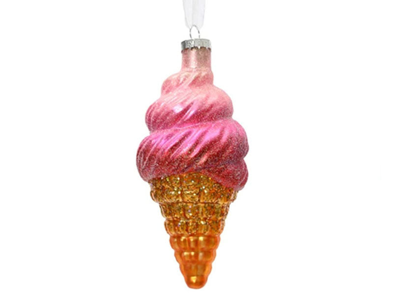 Achat Suspension de Noël en verre - Glace italienne cornet fraise