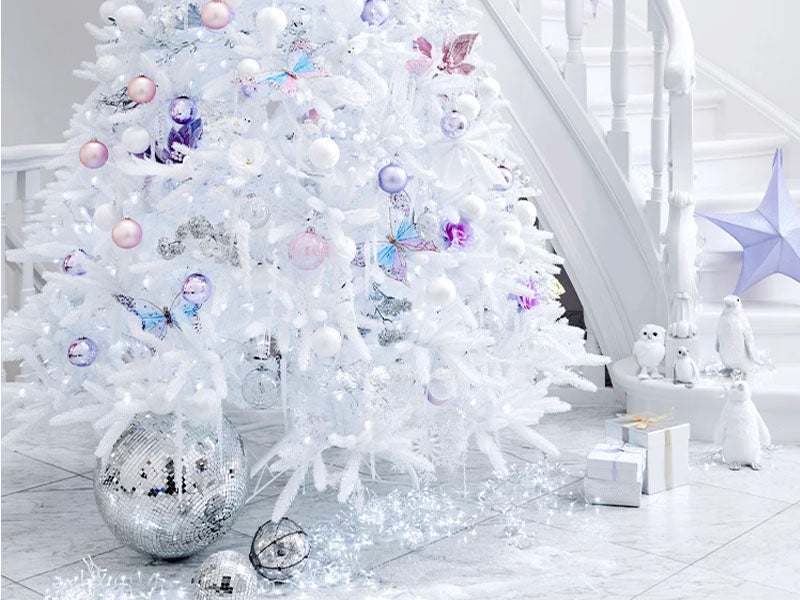 Boule de Noël incassable blanche nacrée à paillettes - 8 cm