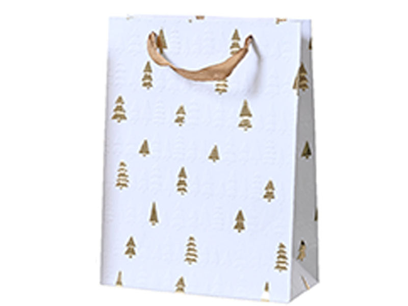 Achat Sac cadeau en papier - Sapins dorés - Taille M