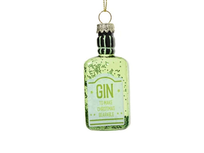 Achat Suspension de Noël en verre Bouteille Gin à paillettes - Vert