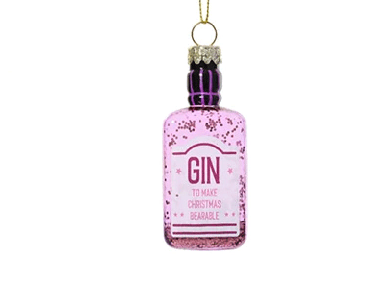 Achat Suspension de Noël en verre Bouteille Gin à paillettes - Rose